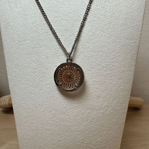 PREMIER DESIGNS Rose Gold Copper and Silver Rhinestone Disk Pendant with Necklac - Picture 3 of 5